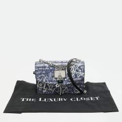 Pre Owned DKNY Blue Printed Coated Canvas and Leather Elissa Chain Shoulder Bag