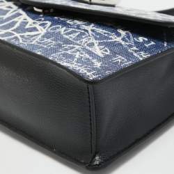 Pre Owned DKNY Blue Printed Coated Canvas and Leather Elissa Chain Shoulder Bag