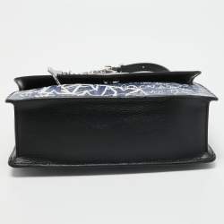 Pre Owned DKNY Blue Printed Coated Canvas and Leather Elissa Chain Shoulder Bag