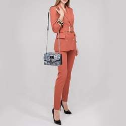 Pre Owned DKNY Blue Printed Coated Canvas and Leather Elissa Chain Shoulder Bag