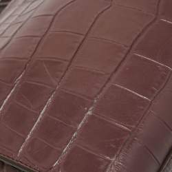 Pre Owned DKNY Burgundy Croc Embossed Leather Front Pocket Chain Shoulder Bag