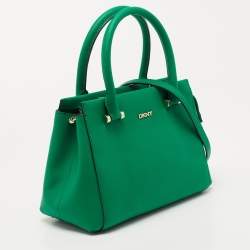 Pre Owned DKNY Green Leather Dona Karan Zip Tote
