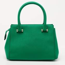 Pre Owned DKNY Green Leather Dona Karan Zip Tote