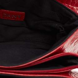 Pre Owned DKNY Red Croc Embossed Leather Shoulder Bag