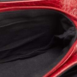 Pre Owned DKNY Red Croc Embossed Leather Shoulder Bag
