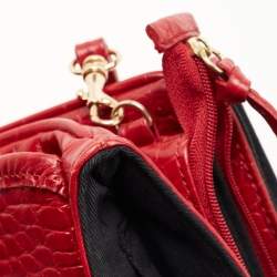 Pre Owned DKNY Red Croc Embossed Leather Shoulder Bag