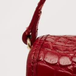 Pre Owned DKNY Red Croc Embossed Leather Shoulder Bag