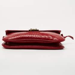 Pre Owned DKNY Red Croc Embossed Leather Shoulder Bag