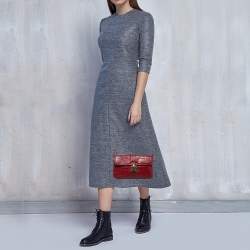 Pre Owned DKNY Red Croc Embossed Leather Shoulder Bag