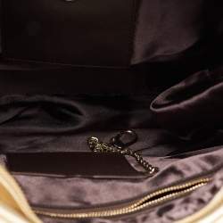 Pre Owned DKNY Gold Quilted Leather Braided Handle Tote