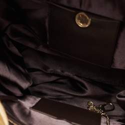 Pre Owned DKNY Gold Quilted Leather Braided Handle Tote