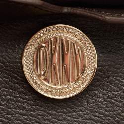 Pre Owned DKNY Gold Quilted Leather Braided Handle Tote