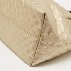 Pre Owned DKNY Gold Quilted Leather Braided Handle Tote