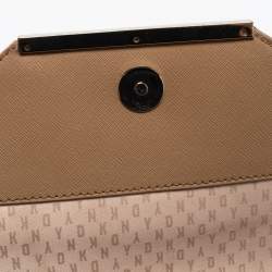 Pre Owned DKNY Beige Leather and Suede Chain Shoulder Bag