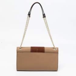 Pre Owned DKNY Beige Leather and Suede Chain Shoulder Bag