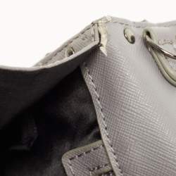 Pre Owned DKNY Grey Signature Coated Canvas Studded Flap Shoulder Bag