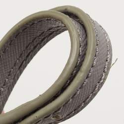 Pre Owned DKNY Grey Signature Coated Canvas Studded Flap Shoulder Bag