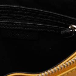 Pre Owned DKNY Mustard Leather Top Zip Crossbody Bag