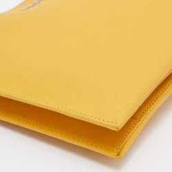 Pre Owned DKNY Mustard Leather Top Zip Crossbody Bag