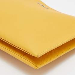 Pre Owned DKNY Mustard Leather Top Zip Crossbody Bag