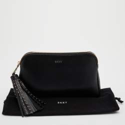 Pre Owned DKNY Black Leather Bryant Dome Pouch