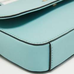Pre Owned Dkny Turquoise Saffiano Leather Bryant Park Flap Crossbody Bag