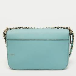 Pre Owned Dkny Turquoise Saffiano Leather Bryant Park Flap Crossbody Bag