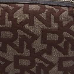 Dkny Brown/Beige Signature Canvas and Patent Leather Pouch