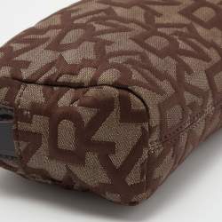 Dkny Brown/Beige Signature Canvas and Patent Leather Pouch