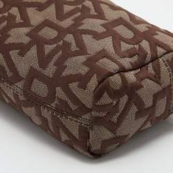 Dkny Brown/Beige Signature Canvas and Patent Leather Pouch