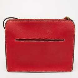 Pre Owned Dkny Red Saffiano Leather Bryant Zip Crossbody Bag