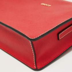 Pre Owned Dkny Red Saffiano Leather Bryant Zip Crossbody Bag