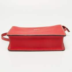 Pre Owned Dkny Red Saffiano Leather Bryant Zip Crossbody Bag