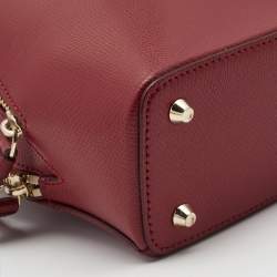 Pre Owned DKNY Red Leather Bryant Double Zip Backpack