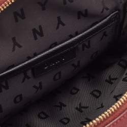 Pre Owned DKNY Red Leather Bryant Double Zip Backpack