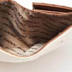 Pre Owned Dkny Off White Croc Embossed Leather Flap Continental Wallet