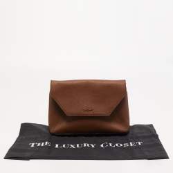 Pre Owned DKNY Brown Leather Envelope Strap Pouch