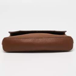 Pre Owned DKNY Brown Leather Envelope Strap Pouch