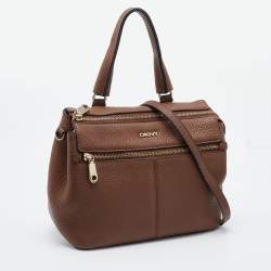 DKNY Brown Leather Top Zip Satchel
