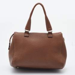 DKNY Brown Leather Top Zip Satchel