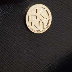 Pre Owned DKNY Black/Brown Signature Canvas and Leather Chain Shoulder Bag