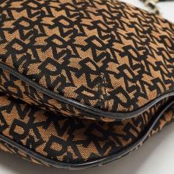 Pre Owned DKNY Black/Brown Signature Canvas and Leather Chain Shoulder Bag