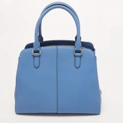 Pre Owned DKNY Blue Saffiano Leather Bryant Park Zipped Satchel