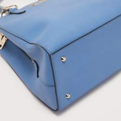 Pre Owned DKNY Blue Saffiano Leather Bryant Park Zipped Satchel