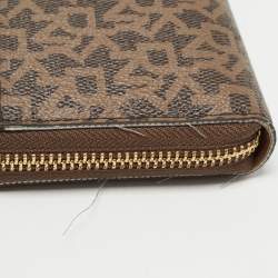 DKNY Brown Signature Coated Canvas Zip Around Continental Wallet