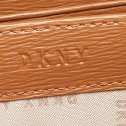 DKNY Brown Signature Coated Canvas Zip Around Continental Wallet