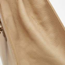 Pre Owned DKNY Beige Leather Beekman French Whipstitch Trim Tote