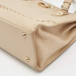 Pre Owned DKNY Beige Leather Beekman French Whipstitch Trim Tote