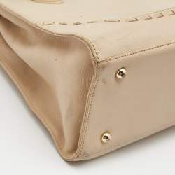Pre Owned DKNY Beige Leather Beekman French Whipstitch Trim Tote