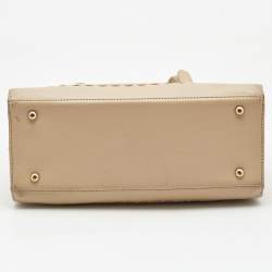 Pre Owned DKNY Beige Leather Beekman French Whipstitch Trim Tote